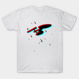 Retro 3D Glasses Style - Star Trek ship T-Shirt